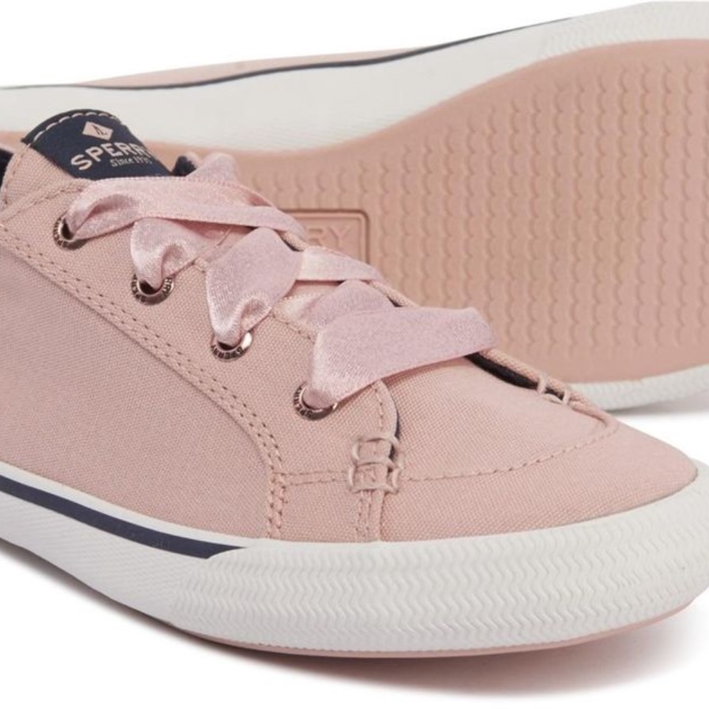 Sperry Pink Sneakers Ribbon Lace Rose 8 Womens